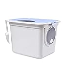 10KG Caja de Arena para Gato Encantador Aseo Gatitos Antiolor Ecológico Puerta Doble Entrada Superior Fácil de Limpiar WC Inodoro,Blue
