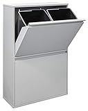 Arregui Basic CR602-B Cubo de Basura y Reciclaje de Acero de 4 Compartimentos | 4x17L (68L) | Cubos de Basura de Cocina | Contenedores de Reciclaje para Casa u Oficina | gris