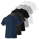 Iron Mountain Camisetas de Trabajo para Hombre con Cuello Redondo de algodón orgánico Reciclado y poliéster ecológico (5 Unidades), Talla M, Surtido, M