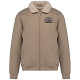 Surf Monkey Chaqueta de camionero Sherpa hombre/chaqueta tipo cargo con cuello vuelto/algodón orgánico (FR/ES, Letras, M, Regular, Regular, Beige)