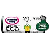 Handy Bag Bolsas de basura Resistente y Eco - Bolsas para cubo de basura de cocina pequeño, resistentes y antigoteo, con cinta de autocierre y triple capa, 100% plástico reciclado, 20L, 15 bolsas