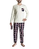 Nightoclock Bram Conjunto de Pijama para Hombre en algodón orgánico e Antifaz (XXXL)