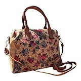 MIGURA Bolso Bandolera Mujer De Corcho Ecológico Natural Bolso De Hombro Eco-friendly Mediano Espacioso Moda Casual Impermeable Estampado Flores Asas