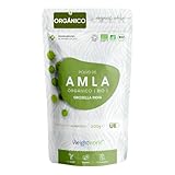 Amla Polvo Orgánico 200 gr - Mascarilla para el Pelo y Piel y Crecimiento del Cabello - Producto Ecológico de Belleza de Grosella Espinosa India, Potente Fuente Natural de Antioxidantes