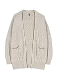 ECOALF - Cárdigan Mujer Primrosealf, de Algodón Orgánico y Lino, con Cuello Pico, Chaqueta de Algodón, Cómoda y Versátil, Chaqueta de Punto, Talla L, Color Beige