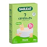 Smileat | Papilla Ecológica de 7 Cereales para Bebés | Para Bebés desde los 6 Meses | Sólo con Ingredientes Naturales | Papilla Sana y Saludable | Sin Azúcar ni Gluten | 1 x 200 g