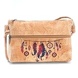 DeCarbonize Bolso bandolera de corcho Crossbody Cuero vegano Sostenible Mujer Bolso, marrón, 23 cm x 17 cm x 2 cm