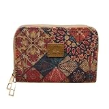 Cartera Corcho Mandala, Cartera Doble de Mujer, Tarjetero, Monedero Elegante y Casual