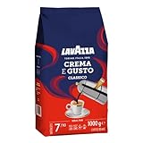 Lavazza, Crema e Gusto Classico, Café en Grano Natural, Ideal para la Máquina de Café Espresso, con Notas Aromáticas de Especias, Arábica y Robusta, Intensidad 7, Tueste Oscuro, 1 kg