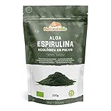 Alga Espirulina Ecológica En Polvo 200g. Orgánica, Natural y Pura, Cultivada en India en Tamil Nadu. Ideal en bebidas y batidos, o recetas. Apto para vegetarianos y veganos. NaturaleBio