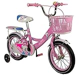 Zerimar Infantiles para niñas ruedines y Cesta| Bici niña 14,16,18 Pulgadas | Bicicletas 3-7 años, Rosa, 14