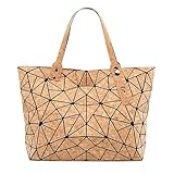 aolaso Bolsa de mano geométrica – Bolso de corcho con asa superior bolsa de compras bolsa de hombro para mujeres y niñas, bolsa de playa de verano