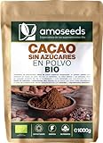 Cacao sin Azúcares en polvo BIO | 100% Puro y Natural | Habas de Cacao desgrasadas Orgánicas | Intenso sabor a chocolate | Primera Calidad