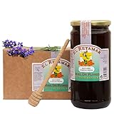 Miel de Abeja 100% Natural Hecha en España + Dispensador de Madera de Regalo. Tarro de 1kg de Miel de Mil Flores. Producción Artesanal sin Aditivos. Comercio de Cercanía