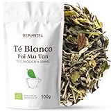 TE BLANCO PURO Ecológico 100g (+60 Tazas) | Té Blanco Pai Mu Tan Puro a Granel, Bai Mu Dan de China REPLANTEA