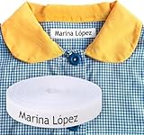 100 Etiquetas para Ropa Personalizadas con nombre para planchar. Cinta termoadhesiva para guarderías, escuelas, colegios y residencias de ancianos. Etiquetas personalizadas con certificado ecológico
