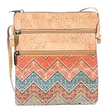 DeCarbonize Bolso de hombro Bolso de corcho Crossbody Cuero Vegano Sostenible, marrón, 14 cm x 23 cm x 2 cm