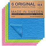 SUPERSCANDI | Bayeta Sueca Super Absorbente, Reutilizable Y Ecologica | Paños De Cocina Biodegradables De Celulosa Y Algodón | Bayeta Cocina | Trapo Cocina, Limpieza | Pack x6, Multicolor