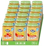 Hero Baby - Caja Mixta de Tarritos Frutas, 6 Tarritos de Frutas Variadas y 6 Tarritos Selección de Tres Frutas y 6 Tarritos de Melocotón de la Huerta y Plátano, Sin Azúcar Añadido, Pack de 18x190 gr