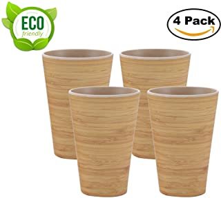 AMTNATURE Set de 4 Vasos de Bambú con capacidad de 350ml