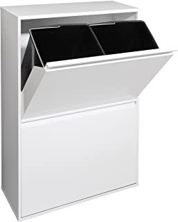 Arregui Basic Cubo de Basura y Reciclaje de Acero con 4 Cubos, Metal, Blanco, 90,5 x 58,5 x 24,5 cm