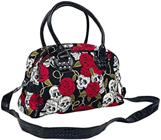 Banned Skulls And Roses Bolso Negro