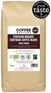 Coffee Masters Granos de Café Peruano Orgánico Fairtrade 1kg - Ganador del Great Taste 2018