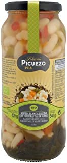 Picuezo Selección Alubia Blanca Cocida Con Verduras Y Alga Kombu Ecológica 580g (Pack de 6 uds)